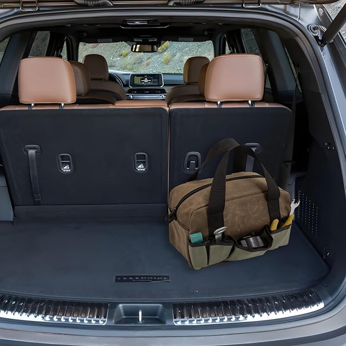 12-Inch Heavy Duty Tool Bag, Close Top Wide Mouth Tool Organizer Bag,Large Capacity Tool Bags for Men, Storage Bag for Storage Handbag for Screwdrivers,Wrench,Pliers Hand Tools