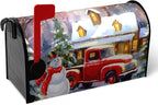 Winter Snowman Mailbox Covers Magnetic Standard Size Merry Christmas Truck Mailbox Cover Holiday Christmas Tree Snowflake Mailbox Wraps Post Cover Decor Waterproof 21 X18 Inch