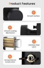 Haidms Black Door Knob with Deadbolt, Zinc-Alloy Matte Black Exterior Door Knobs, Heavy Duty Front Door Knob and Deadbolt Set(1 Pack)