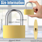 6pcs Solid Brass Keyed Padlock, Small Yellow Gym Lock, Strong Padlock with Same Key for Luggage Toolbox (60mm)
