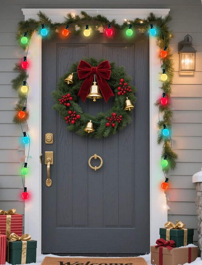 25 Pack G40 Replacement Bulbs, Multicolor Christmas Replacement Light Bulbs for Christmas String Lights, Indoor Outdoor Holiday Decor, E12 Candelabra Base, 5 W Incandescent Night Light Bulbs