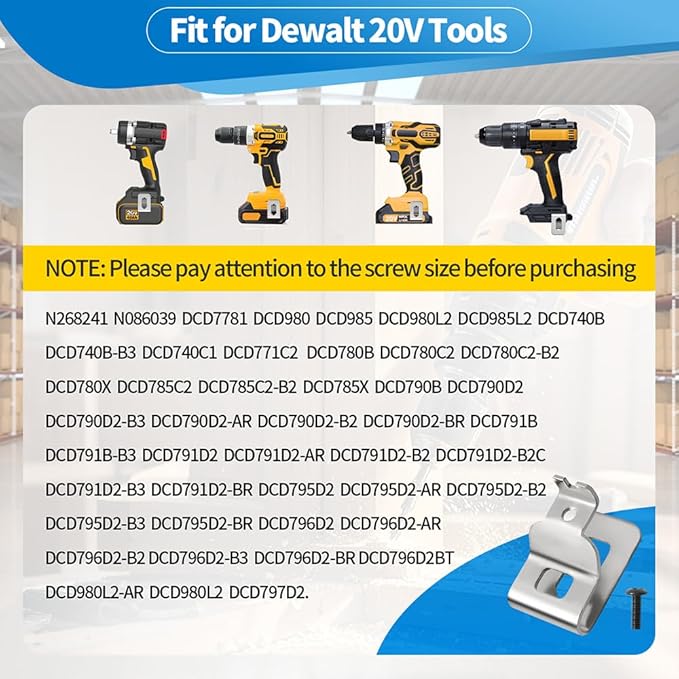 4PCS Belt Clips for Dewalt, Premium 304 Stainless Steel Replacement Clip, with Screws, for Dewalt DCD7771 Compatible with 20V Power Tools for N268241 N086039 DCD980 DCD985 DCD980L2 DCD985L2