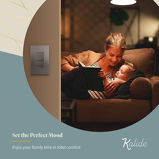 TOPGREENER Digital Dimmer Light Switch for 200W Dimmable LED/CFL Lights, Single Pole Led Slide Dimmer Switch, Neutral Wire Not Required, UL Listed, TGDS1-NK, Nickel,1 Pack