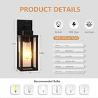 Motion Sensor Dawn to Dusk Outdoor Sensor Light Fixture Anti-Rust Exterior Wall Lighting Waterproof Outdoor Wall Lantern for Porch Patio Front Door Garage - 2 Pack