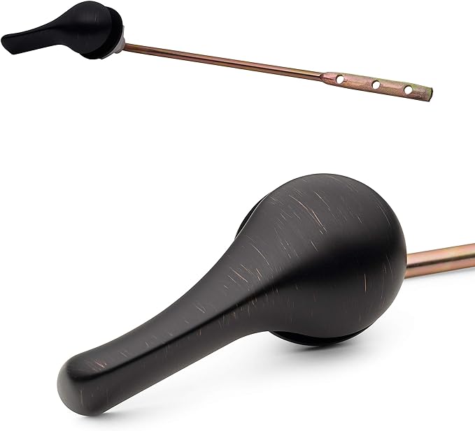 Qualihome Brushed Bronze Toilet Handle - Front Mount Bronze Toilet Flush Handle Lever Replacement - Universal Fit - Durable Design - Easy Installation - Ideal for Most Front Mount Toilets