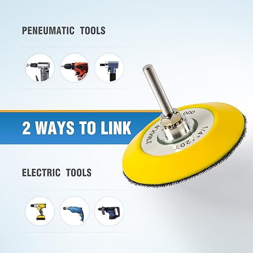 S SATC 3 Inch Hook and Loop Sanding Pad for Sanding Disc with 1/4 Inches Drill Sanding Attachment and Foam Sanding Pads for Polish Wood Metal Glass, 5 Packs