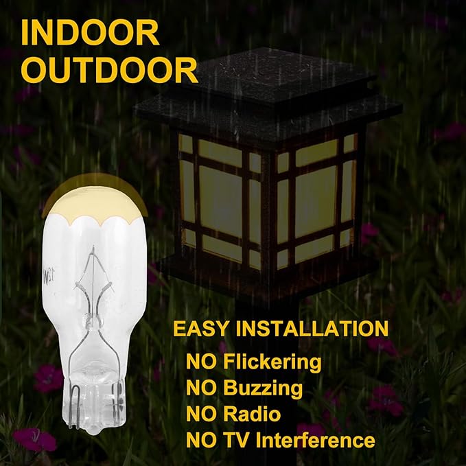 12-Pack 12 Volt 11 Watt Low Voltage T5 Landscape Light Bulbs for Malibu lights Landscape, Appliance, RV, Outdoor Landscape Lights Lamp -1/4 Wedge Base Small Light Bulbs,2800K Warm White,CRI 85, Clear