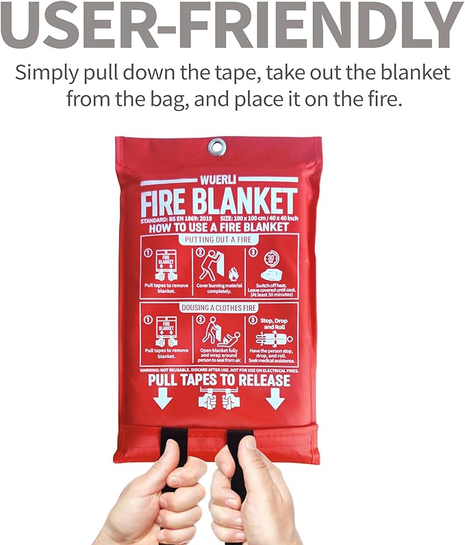 Fire Blanket for Home and Kitchen,40" x 40",4 Pack,Emergency Fire Blanket