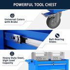 5-Drawer Metal Rolling Tool Chest with Wheels,Tool Storage Cabinet with Locking System，Toolbox with Wheels for Garage, Warehouse, Workshop, Repair Shop (Blue, 5Drawer)