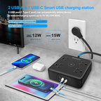 2 Pack Ultra Flat Plug Power Strip,Power Strips with Surge Protection-4 Widely Outlets,6 ft Flat Plug Extension Cord with 3 USB Ports(1 USB C Port),Slim Desk Charging Station,Black