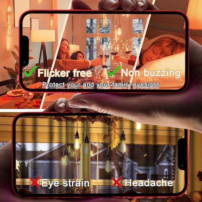 7.3 Inch 2200K Edison Bulbs Amber Dimmable,Vintage Style Decorative Antique Light Bulb,T10 Long Tubular LED Light Bulbs,6W E26 LED Bulb 80 Watt,UL Listed(4 Pack)