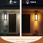 Modern Outdoor Wall Lights 2Pack, LED Rectangle 18W Bright Warm to Cool Tunable White Exterior Lighting Fixtures, Waterproof Outdoor Lights for House,Porch,Garage (Rectangle-CCT)