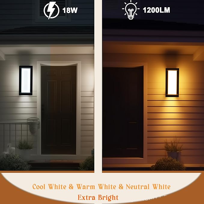 Outdoor Wall Sconce Lights Exterior Lighting fixtures LED,1500LM 3000K 4000K 5000K Adjustable Wall Mount Porch Lights,Outdoor Sconce Lamp for Front Door Garage Coach