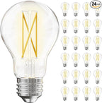 TJOY 24 Pack A19 Vintage LED Edison Bulbs, Dimmable, 60W Equivalent, High Brightness 2700K Warm White, 8W E26 Standard Base, 800 Lumens, CRI80+, Clear Glass Filament Bulb for Home, Farmhouse