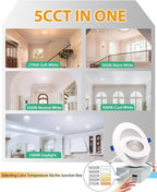 zouzai 4 inch Gimbal Led Recessed Lights, 360°+90° Adjustable Directional Recessed Lighting, 2700K/3000K/3500K/4000K/5000K Dimmable Retrofit Eyeball Can Lights with Jbox,ETL(White,12 Pack)