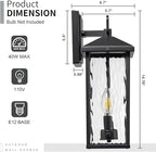 Darkaway Outdoor Wall Lights,2pcs Exterior Lighting Fixtures Wall Mount Porch Lights Waterproof Outdoor Sconce with Water Ripple Glass E12 Socket for House Patio Hallway Garage