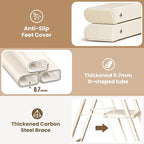 GameGem 3 Step Ladder Folding Step Stool with Wide Anti-Slip Pedal, 330LBS Capacity, Lightweight Portable Stepladder for Home and Kitchen Use, Cream White