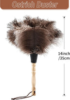 Ostrich Feather Duster 14" Natural Handheld Reusable Feathers Dusters with Wooden Handle for Cleaning Supplies Home Car Office(6PCS)