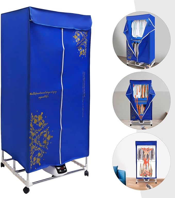 New Generation Electric Clothes Drying,2 Layers-Clothes Dryer Portable Travel Dryer Machine,30kg Indoor Wet Laundry Warm Air Drying,Timing Function/Intelligent Remote Control Design.