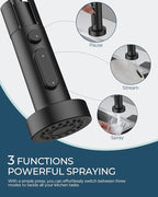 FORIOUS Black Kitchen Faucet with Pull Down Sprayer, Stainless Steel Single Handle Classic Spring Commercial Sink Faucet for Laundry & Utility Room RV Camper Bar Farmhouse