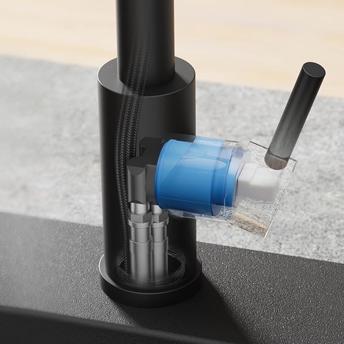 Touch-Less Kitchen Faucet, 3 Modes Pull Down Sprayer, LED Temperature Control,Motion Sensor Activated,Ceramic Valve,360-Degree Rotation,1 or 3 Hole Deck Plate. 10-Year Warranty. (KW-79RR, Black)