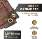 ATERET 8' x 10' Super Heavy Duty 16 Mil Brown Poly Tarp Cover - UV Resistant, Thick Waterproof, Rip and Tear Proof Tarpaulin with Grommets and Reinforced Edges