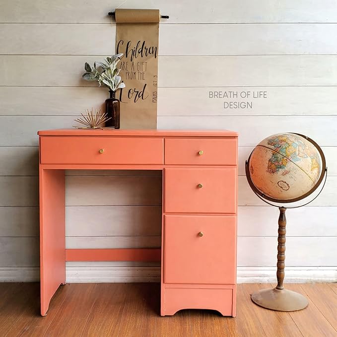 Dixie Belle Paint Company Chalk Finish Furniture Paint - Flamingo (8oz) - Matte Bright Coral Chic Chalk Mineral DIY Furniture Paint