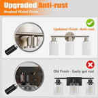DLLT 3-Light Bathroom Light Fixtures: Nickel Modern Vanity Lights with E26 Bulbs - Milky White Glass Shade Bathroom Wall Lamp for Mirror Kitchen Living Room Hallway Cabinet Porch