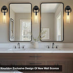 15'' Knurled Copper Wall Sconce,Modern Black Glass Bathroom Wall Sconces, 1-Lights Bathroom Vanity Lights for Living Room, Bedrooms, Fireplace, Staircases, Include Bulb