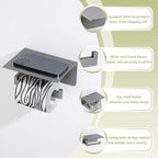 APLusee Toilet Paper Holder with Phone Shelf Gunmetal Gray, 304 Stainless Steel Rustproof Wall Mounted Heavy-Duty, Space-Saving for Modern Bathrooms