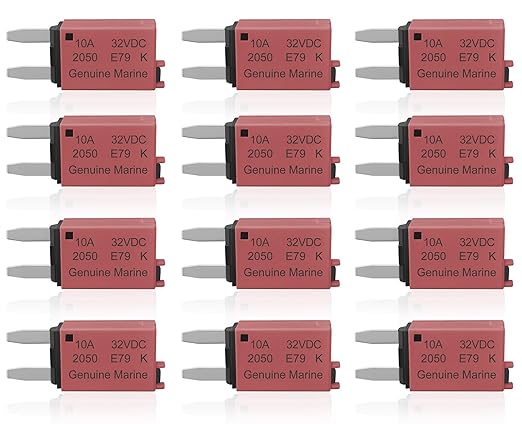 10A Low Profile Mini Fuse Kit– Automotive 10A ATM Manual Reset Circuit Breaker Fuses for Boat, RV, Car, Truck, DC 12V/32V 10 Amp Manual Resettable Blade Assortment Kit with Resettable Fuses
