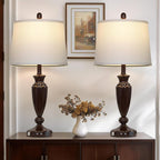 27'' Brown Living Room Lamps Set of 2, 3 Way Touch Control Table Lamps with USB A+C Ports, Modern Bedside Lamps, Elegant Metal Nightstand Lamps for Bedroom Office End Table Decoration