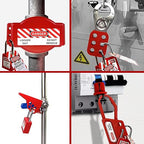 BULANGD Electrical Lockout Tagout Kit - Hasps, Safety Padlocks Circuit Breaker Lock, Loto Tags, Plug Lockout, Steel Lockout Hasp for Safe Lockouts Red…