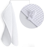 POLYTE Microfiber Lint Free Washcloth Face Towel, 13 x 13 in, 4 Pack (Waffle Weave)