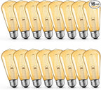 MASTERY MART Dimmable Vintage E26 LED Light Bulb, 2200K Warm White, 5.5W 60W Equivalent, Glass ST19 Edison Style, 400LM Decorative Filament Bulb, UL, Energy Star, 16 Pack