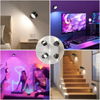 RGB Ambience Wall Sconces Lamp, 2Pcs LED Wall Mounted Lights with 3000mAh Rechargeable Battery, 3 Color Temperatures & Dimmable Magnetic 360° Rotation with Remote, Wall Light for Reading Bedside