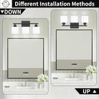 3-Light Bathroom Light Fixtures, Black Bathroom Vanity Lights with Milky White Frosted Glass Shades, Black Vanity Light for Bathroom Mirror, Bedroom, Living Room, Vanity Table, E26 Base