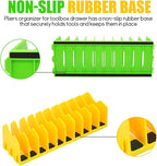 Plier Organizer, 4 Pack Pliers Organizer for Tools Cutters with Extendable Design & Non-Slip Rubber Base, 40 Slots Drawer Organizers for Tools, Wrenches, Screwdrivers,Green&Yellow