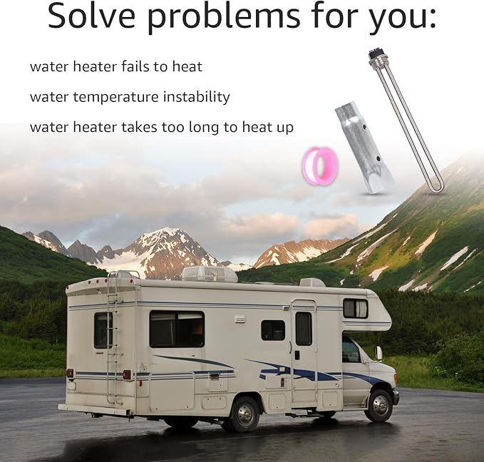 520900 RV Water Heater Element Kit, Compatible with Suburban RV SW Series Electric Water Heater Replacement Part 520789 232794 Heating Element, Screw-In Type With Wrench Socket and Tape