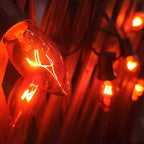 C9 Halloween Replacement Bulbs, 25 Pack Clear Orange Light Bulbs for E17 Candelabra Base Outdoor/Indoor String Lights, 7 Watt