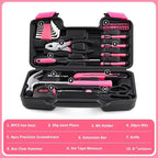 SenHodyu Pink Tool Set for Women-40 Piece General Household Hand Tool Box with Plastic Toolbox Storage Case Tool Kit (Pink)