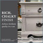AMY HOWARD AT HOME Chalk-Based One Step Paint for Furniture, Cabinetry, Decor, Finish, and More | No Stripping, Sanding, or Priming | Ultra-Light Base | 16 Ounce | Metropolitan Grey