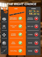 Mecurate 48-Inch Digital Level, Professional Smart Precision Torpedo Level Tool, Bright LCD Display, Audible Alerts, Magnetic Bottom, Dust Water Resistant, with Carrying Case