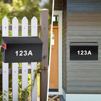 KYODOLED Wall Mount Mailboxes for Outside with Flag and Number Stickers, Galvanized Steel Rust-Proof Metal Post Box, Large Capacity Mail Box for House,15.7"x9.9"x4.9" Black