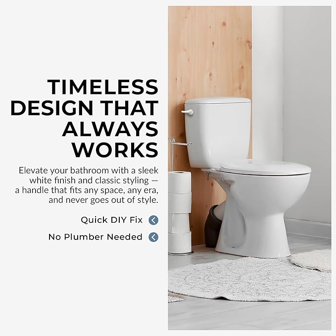 Qualihome Toilet Handle Replacement (White, Side Mount)