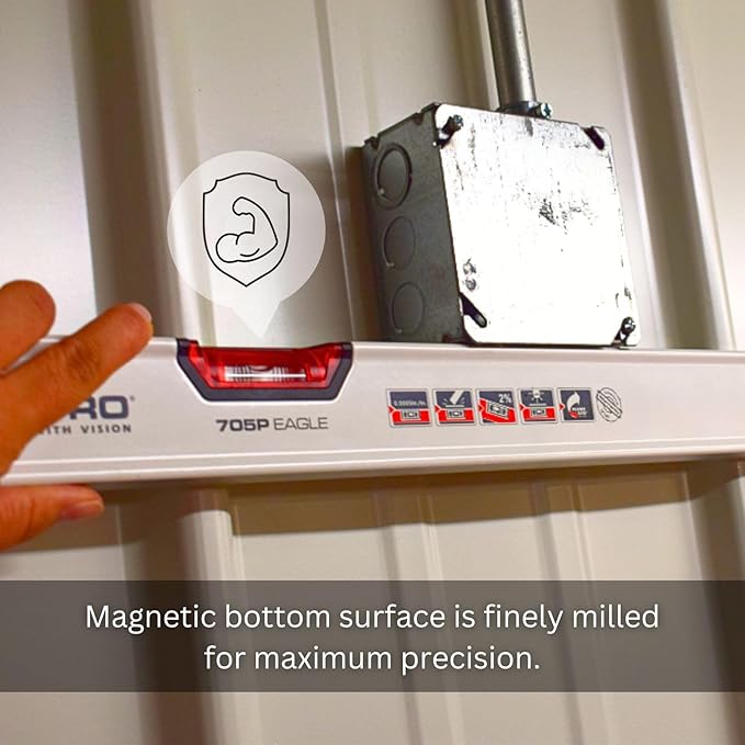 Kapro - 705 Eagle Magnetic Box Level - OPTIVISION & Plumb Site - Features 2% Gradient, Acrylic Vials, and Wall-Grip - For Masonry and Concrete Jobs - VPA Tested - 24 Inch