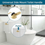 Universal Metal Side Mount Toilet Handle Replacement Kit Compatible with Kohler K-GP30324-CP/Glacier Bay Toilet with 1pc Flapper Chain, Toilet Flusher Lever, Shiny Gold