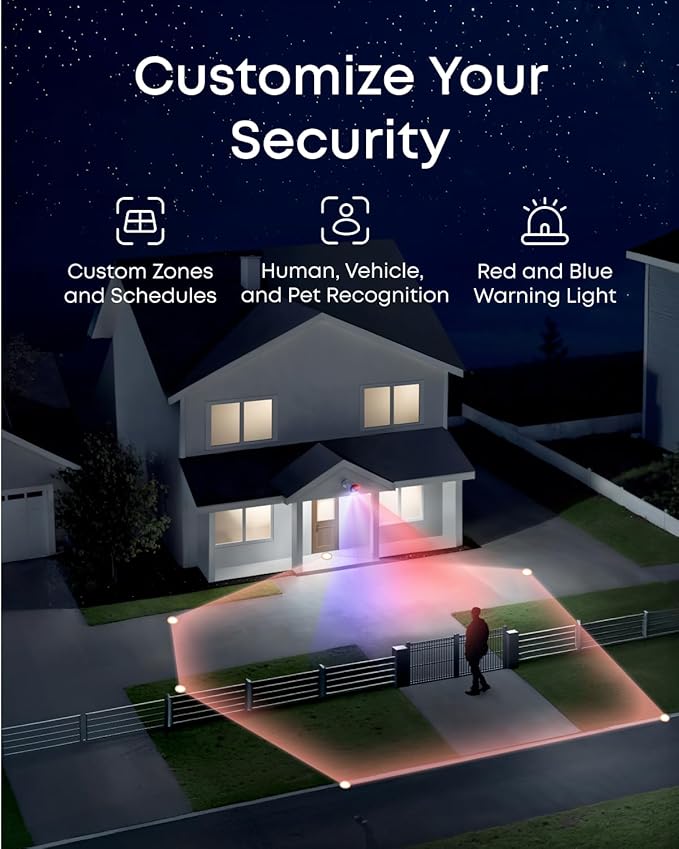 eufy PoE NVR Security System E40,24/7 Recording,Up to 16CH, 2TB HDD, 8 4K Bullet Cams, Wired Outdoor Cam, 4K UHD, 122° FOV, Color Night Vision,AI Detection, Red and Blue Strobe