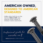 1/2 in. x 8 in. Black Carriage Bolt Kit Includes 12 Bolts, 12 Washers, and 12 Nuts, Ceramic Black Ruspert Coated for Exterior Use - 2X Rust Resistance of Galvanized by Makers Bolt