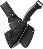 11 Inch Hatchet with Sheath, Small Compact Machete Axes, Fixed Blade Full Tang Camping Tactical Knife for Woodworking, Garden Machete Axe with Sheath for Bushcraft Yards Bushes Wood, A1BK
